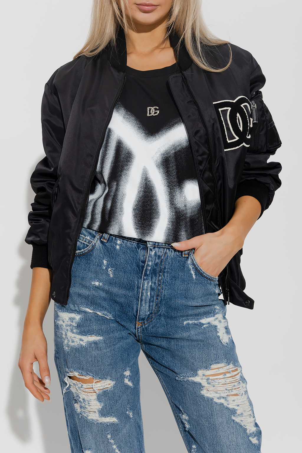 SchaferandweinerShops Canada - Black Bomber jacket Dolce SchaferandweinerShops Canada - Black Bomber jacket Dolce